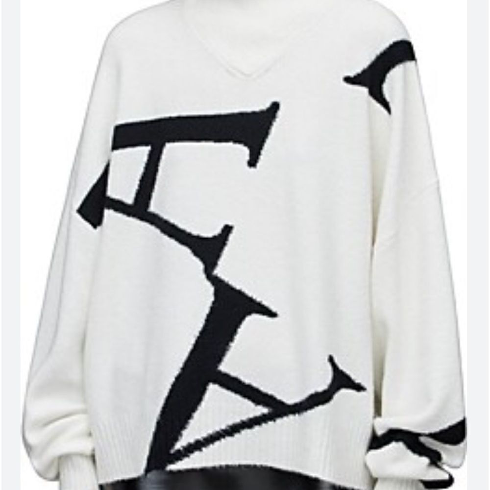 AllSaints A Star Sweater Black White Mock Neck Chunky Oversized Boxy NWT S $269
